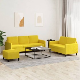 Yellow velvet 3-piece sofa set by , Sofas - Ref: Foro24-3202030, Price: 562,88 €, Discount: %