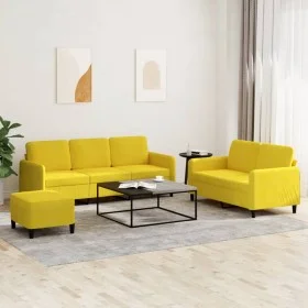 Yellow velvet 3-piece sofa set by , Sofas - Ref: Foro24-3202030, Price: 553,12 €, Discount: %