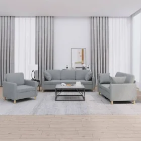 Sofa set with cushions 3 pieces light gray fabric by , Sofas - Ref: Foro24-3202070, Price: 614,22 €, Discount: %