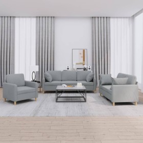 Sofagarnitur mit Kissen 3-teilig aus hellgrauem Stoff von , Sofas - Ref: Foro24-3202070, Preis: 694,16 €, Rabatt: %