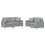 Sofa set with cushions 2 pieces light gray fabric by , Sofas - Ref: Foro24-3202102, Price: 456,74 €, Discount: %