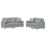 Sofagarnitur mit Kissen 2-teilig aus hellgrauem Stoff von , Sofas - Ref: Foro24-3202102, Preis: 465,73 €, Rabatt: %