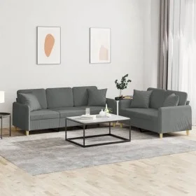 Sofa set with cushions 2 pieces dark gray fabric by , Sofas - Ref: Foro24-3202135, Price: 509,88 €, Discount: %