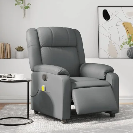 Sillón de masaje reclinable eléctrico cuero sintético gris de , Sillones - Ref: Foro24-3205146, Precio: 315,98 €, Descuento: %