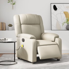 Cream synthetic leather electric reclining massage chair by , Armchairs - Ref: Foro24-3205144, Price: 324,36 €, Discount: %