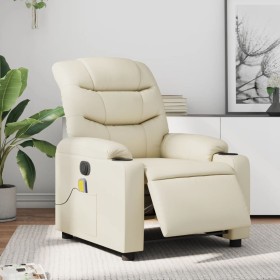 Cream synthetic leather electric reclining massage chair by , Armchairs - Ref: Foro24-3206593, Price: 290,92 €, Discount: %