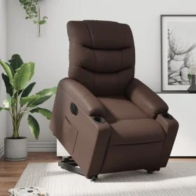 Sillón reclinable elevable eléctrico de cuero sintético marrón de , Sillones - Ref: Foro24-3206615, Precio: 384,94 €, Descuen...