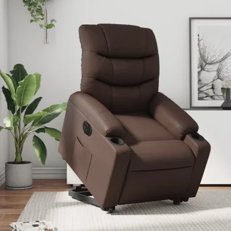 Brown Faux Leather Power Lift Recliner by , Armchairs - Ref: Foro24-3206615, Price: 384,94 €, Discount: %