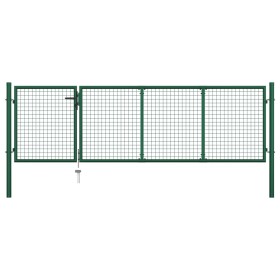 Green steel garden gate 350x100 cm by vidaXL, garden gates - Ref: Foro24-144305, Price: 405,25 €, Discount: %