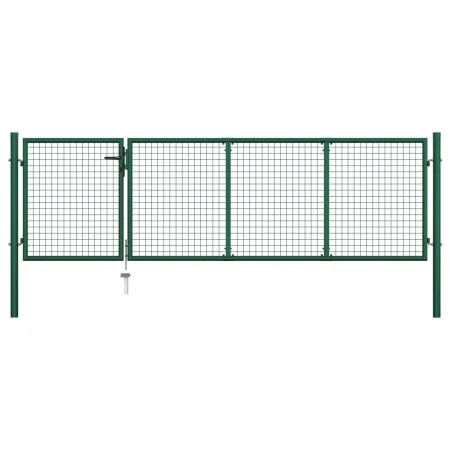 Green steel garden gate 350x100 cm by vidaXL, garden gates - Ref: Foro24-144305, Price: 405,04 €, Discount: %