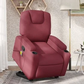 Sillón reclinable de masaje elevable tela rojo tinto de , Sillones - Ref: Foro24-3204383, Precio: 309,47 €, Descuento: %