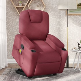 Sillón reclinable de masaje elevable tela rojo tinto de , Sillones - Ref: Foro24-3204383, Precio: 288,68 €, Descuento: %