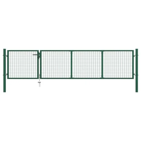 Puerta de jardín de acero verde 350x75 cm de vidaXL, Puertas de jardín - Ref: Foro24-144304, Precio: 261,80 €, Descuento: %