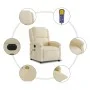 Cream fabric electric massage recliner by , Armchairs - Ref: Foro24-3204161, Price: 258,87 €, Discount: %