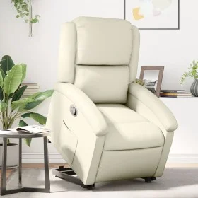 Cream-colored artificial leather liftable recliner chair by , Armchairs - Ref: Foro24-3204227, Price: 287,02 €, Discount: %