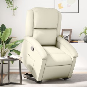 Sillón reclinable elevable cuero artificial color crema de , Sillones - Ref: Foro24-3204227, Precio: 262,13 €, Descuento: %