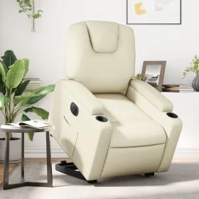 Sillón reclinable elevable eléctrico de cuero sintético crema de , Sillones - Ref: Foro24-3204445, Precio: 336,73 €, Descuent...