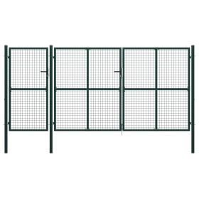 Green steel garden gate 400x150 cm by vidaXL, garden gates - Ref: Foro24-144313, Price: 611,99 €, Discount: %