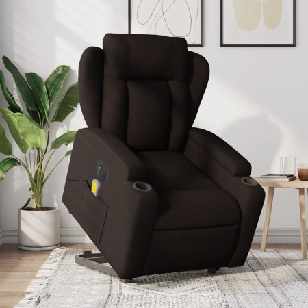 Sillón masaje eléctrico reclinable elevable tela marrón oscuro de , Sillones - Ref: Foro24-3204523, Precio: 336,67 €, Descuen...