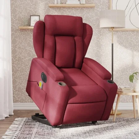 Sillón de masaje elevable eléctrico tela rojo tinto de , Sillones - Ref: Foro24-3204521, Precio: 389,51 €, Descuento: %