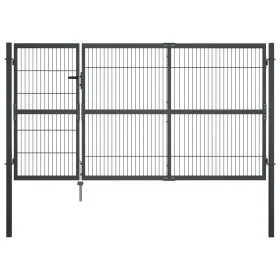 Puerta de valla de jardín con postes acero antracita 350x140 cm de vidaXL, Puertas de jardín - Ref: Foro24-144401, Precio: 47...