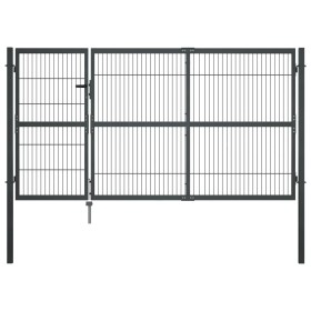 Puerta de valla de jardín con postes acero antracita 350x140 cm de vidaXL, Puertas de jardín - Ref: Foro24-144401, Precio: 46...