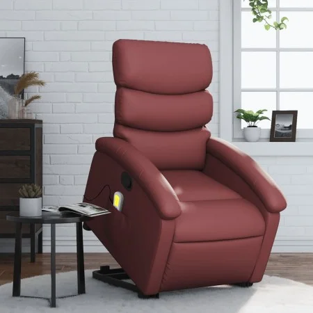Sillón reclinable de masaje de pie cuero artificial rojo tinto de , Sillones - Ref: Foro24-3204051, Precio: 281,65 €, Descuen...