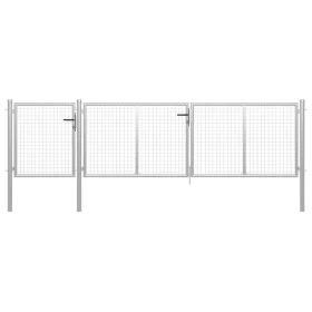Silbernes Gartentor aus Stahl, 400 x 100 cm von vidaXL, Gartentore - Ref: Foro24-144347, Preis: 376,89 €, Rabatt: %