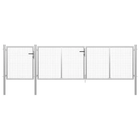 Silver steel garden gate 400x100 cm by vidaXL, garden gates - Ref: Foro24-144347, Price: 376,88 €, Discount: %