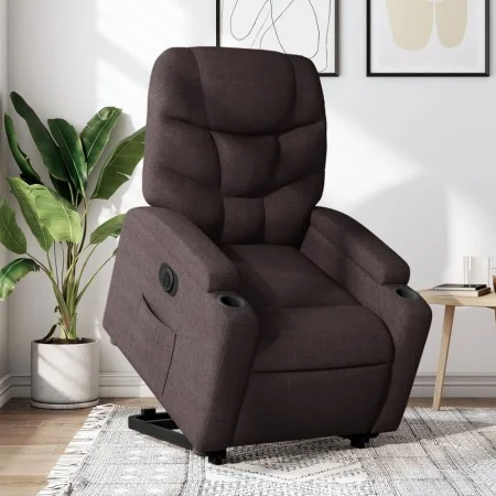 Sillón eléctrico reclinable elevable de tela marrón oscuro de , Sillones - Ref: Foro24-3204625, Precio: 332,76 €, Descuento: %