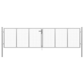 Puerta de jardín de acero galvanizado plateado 415x150 cm de vidaXL, Puertas de jardín - Ref: Foro24-144299, Precio: 353,19 €...