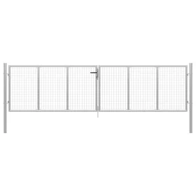 Silberverzinktes Gartentor aus Stahl, 415 x 150 cm von vidaXL, Gartentore - Ref: Foro24-144299, Preis: 347,84 €, Rabatt: %