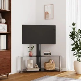 Eck-TV-Schrank 2 Ebenen für 32-70 Zoll Schwarz Silber von , TV-Möbel - Ref: Foro24-358170, Preis: 108,21 €, Rabatt: %