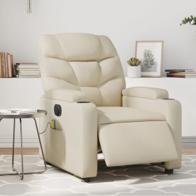 Cremefarbener elektrisch verstellbarer Massagesessel aus Kunstleder von , Sessel - Ref: Foro24-3204652, Preis: 279,45 €, Raba...