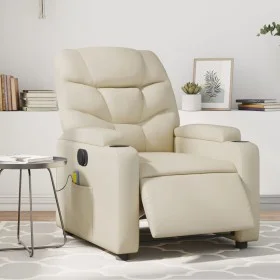 Sillón de masaje reclinable eléctrico cuero sintético crema de , Sillones - Ref: Foro24-3204652, Precio: 286,90 €, Descuento: %