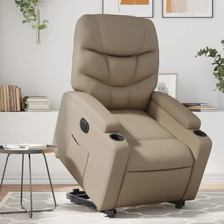 Sillón elevable eléctrico cuero artificial capuchino de , Sillones - Ref: Foro24-3204678, Precio: 359,48 €, Descuento: %
