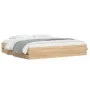Sonoma oak engineered wood bed with drawers 200x200 cm by , Beds and slatted bases - Ref: Foro24-3207247, Price: 221,38 €, Di...
