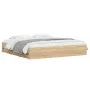 Sonoma oak engineered wood bed with drawers 200x200 cm by , Beds and slatted bases - Ref: Foro24-3207247, Price: 221,38 €, Di...