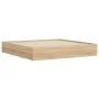 Sonoma oak engineered wood bed with drawers 200x200 cm by , Beds and slatted bases - Ref: Foro24-3207247, Price: 221,38 €, Di...