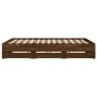 Cama con cajones madera ingeniería marrón roble 200x200 cm de , Camas y somieres - Ref: Foro24-3207251, Precio: 222,83 €, Des...