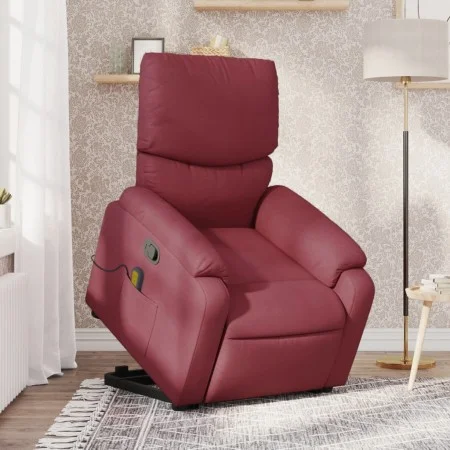 Sillón reclinable de masaje elevable tela rojo tinto de , Sillones - Ref: Foro24-3204839, Precio: 301,53 €, Descuento: %