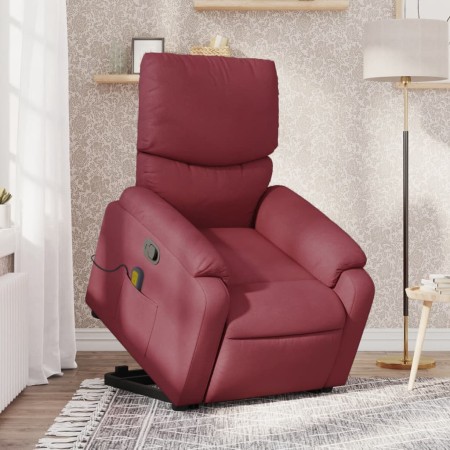 Sillón reclinable de masaje elevable tela rojo tinto de , Sillones - Ref: Foro24-3204839, Precio: 286,43 €