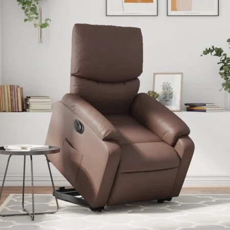 Sillón reclinable elevable eléctrico de cuero sintético marrón de , Sillones - Ref: Foro24-3204902, Precio: 374,34 €, Descuen...