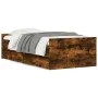 Smoked oak bed frame with drawers 100x200 cm by , Beds and slatted bases - Ref: Foro24-3207368, Price: 156,56 €, Discount: %