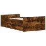 Smoked oak bed frame with drawers 100x200 cm by , Beds and slatted bases - Ref: Foro24-3207368, Price: 156,56 €, Discount: %