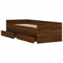 Estructura de cama con cajones roble marrón 100x200 cm de , Camas y somieres - Ref: Foro24-3207342, Precio: 175,00 €, Descuen...