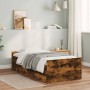 Smoked oak bed frame with drawers 90x200 cm by , Beds and slatted bases - Ref: Foro24-3207375, Price: 164,40 €, Discount: %
