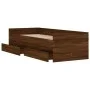 Brown oak bed frame with drawers 90x200 cm by , Beds and slatted bases - Ref: Foro24-3207349, Price: 191,31 €, Discount: %