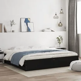 Black engineered wood bed frame with drawers 180x200 cm by , Beds and slatted bases - Ref: Foro24-3207253, Price: 209,77 €, D...