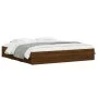 Oak brown engineered wood bed with drawers 180x200 cm by , Beds and slatted bases - Ref: Foro24-3207258, Price: 193,24 €, Dis...